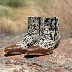Hand Tooled Leather Genuine Cowhide Western Ankle Boots